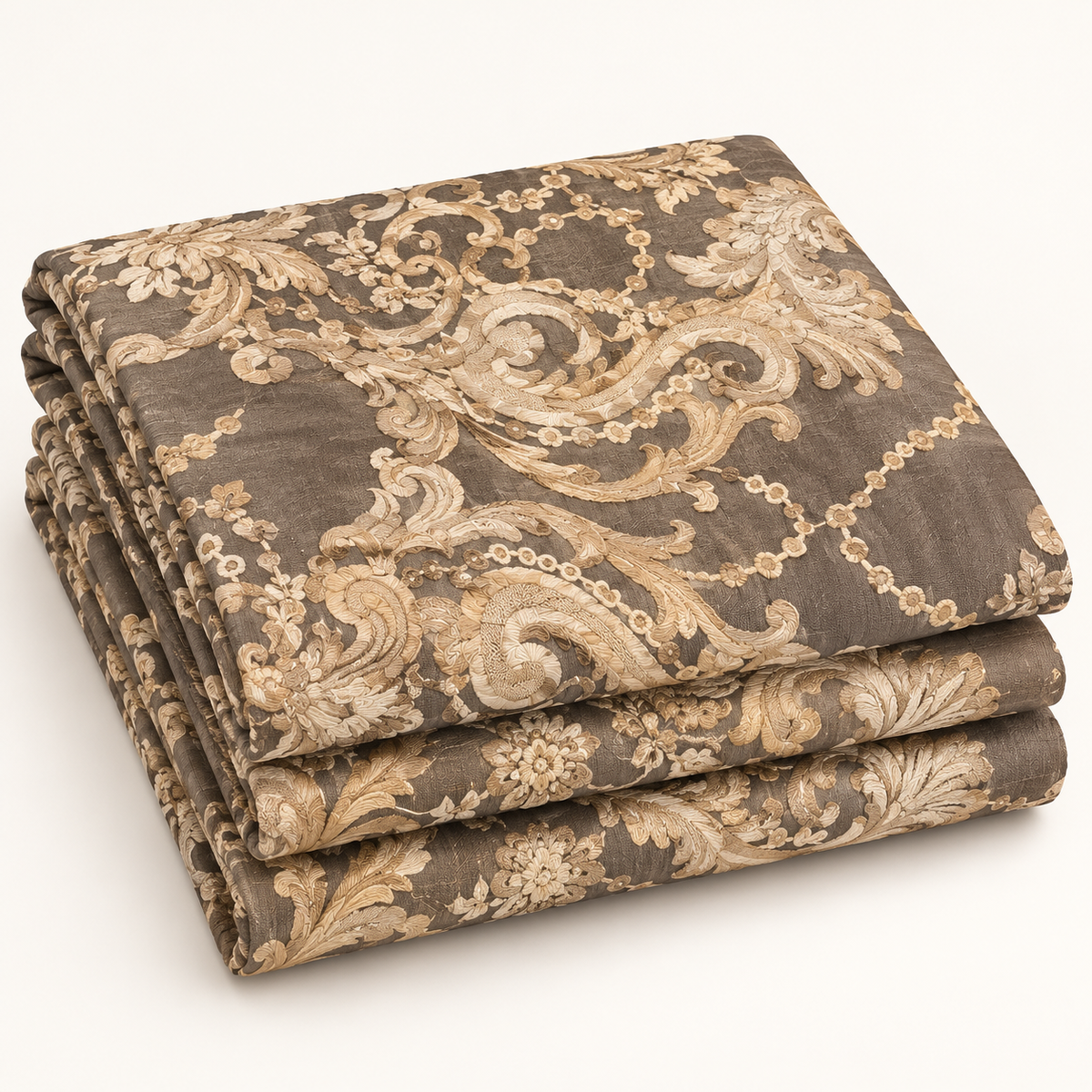 Luxury Taupe Floral Cotton Bedsheet Set with Matching Pillow Covers
