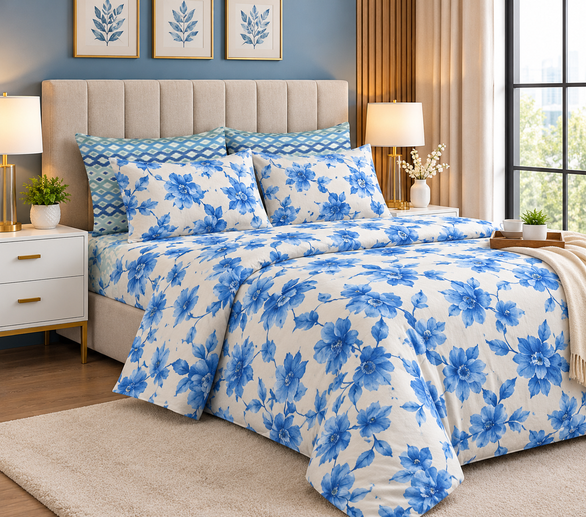 Premium Cotton Bedsheet Set – Soft, Stylish & Comfortable Bedding
