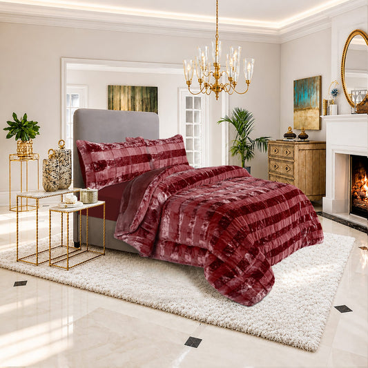 Burgundy Velvet Comforter Set | Luxury Plush Bedding Set