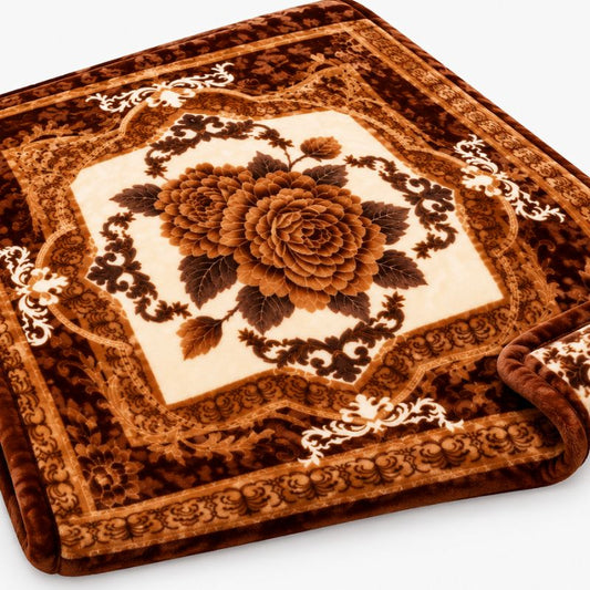 Luxury Brown Floral Fleece Blanket – Soft & Cozy Premium Printed Blanket