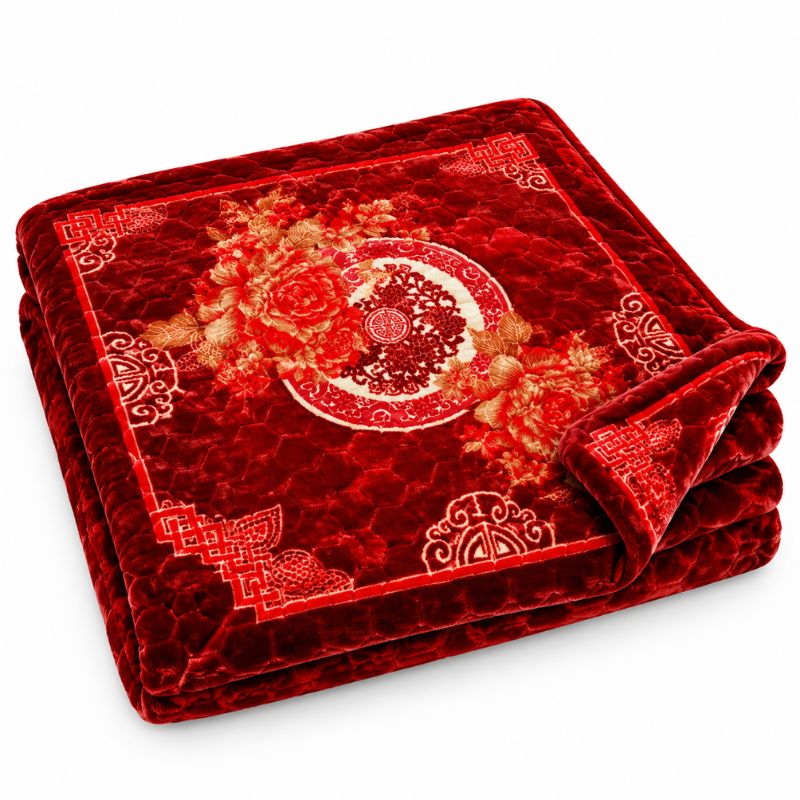 Luxury Red Floral Blanket – Soft Plush Blanket with Elegant Rose Print