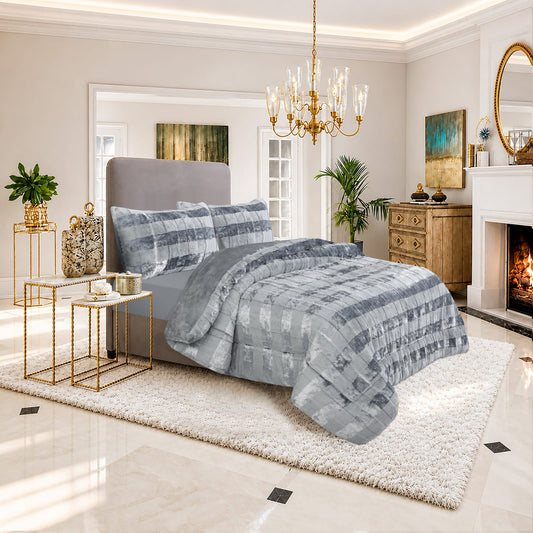 Grey Velvet Comforter Set | Luxury Plush Bedding Set